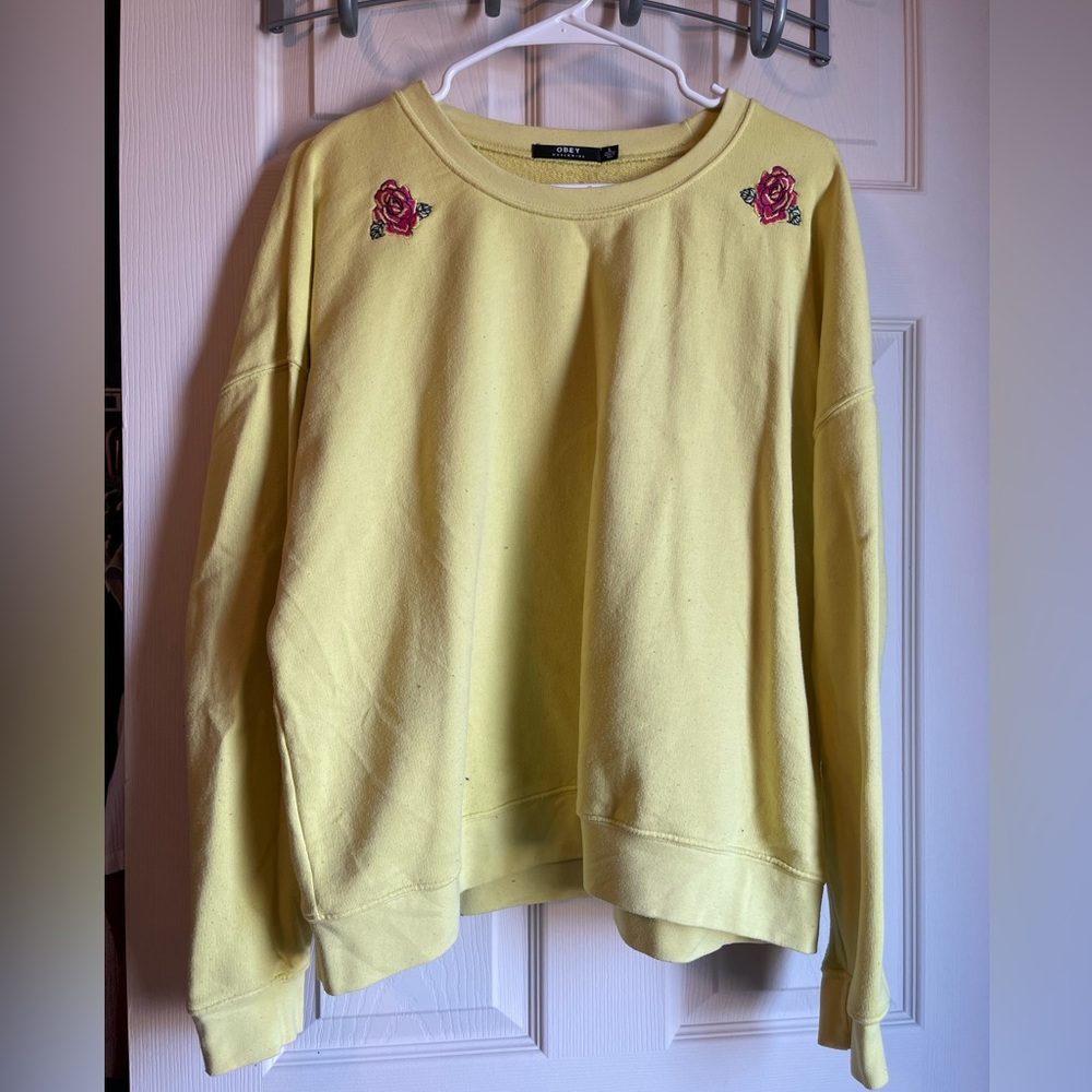 Obey Worldwide Sweater w/ Roses Detail